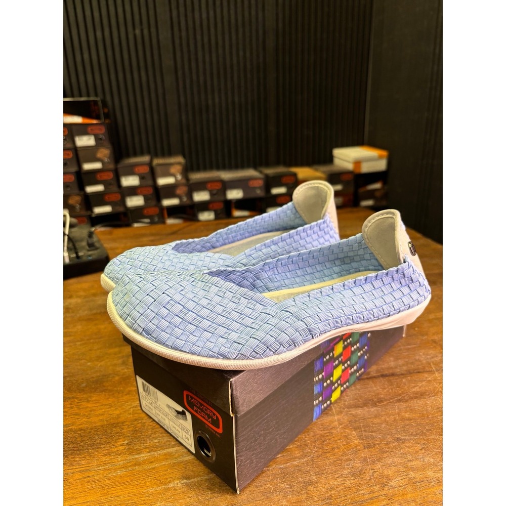 Bernie Mev Catwalk New Blue Woven Elastic Flats Sneakers Size 39 US 8.5